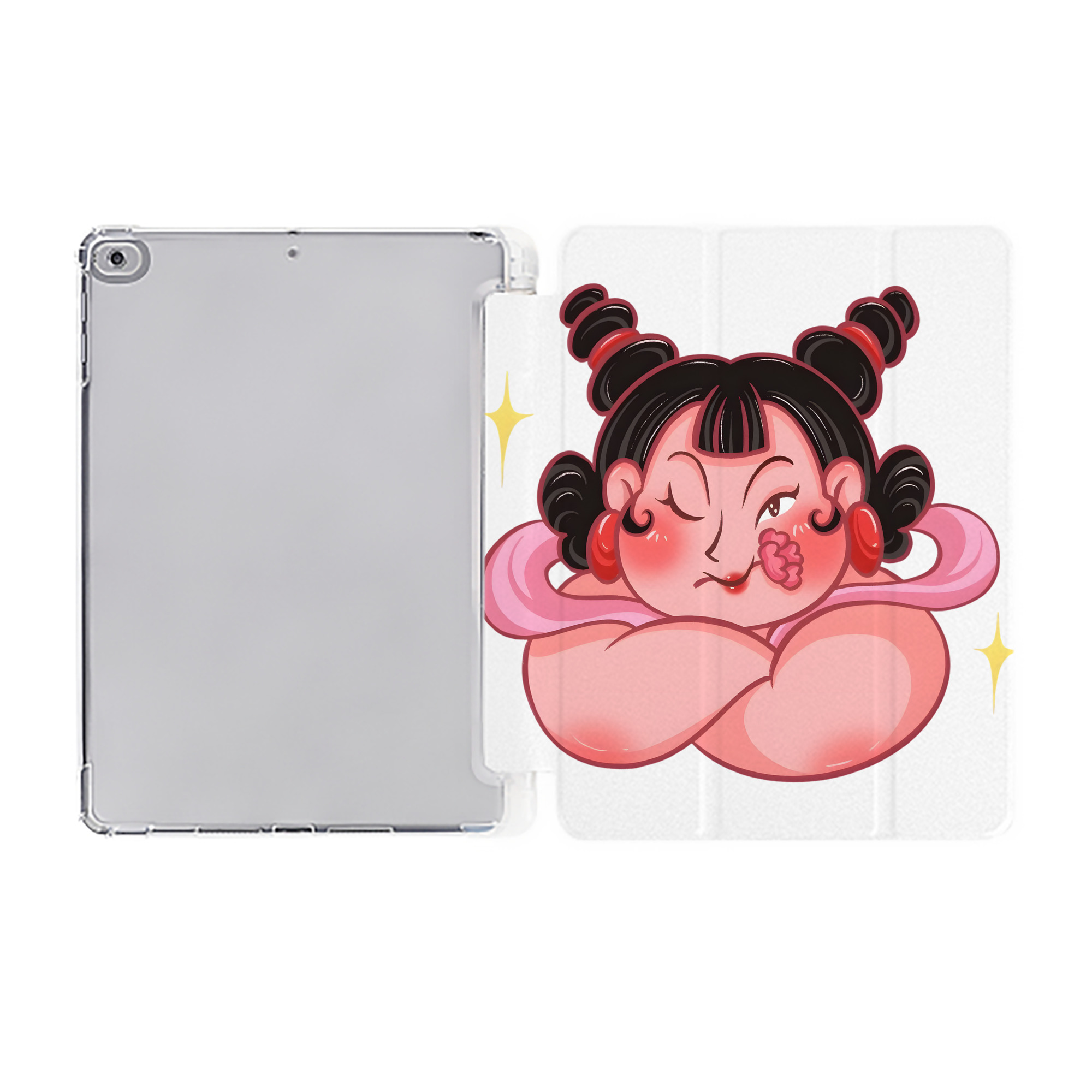 （画像用） Ne Zha 2 ナタ 魔童の大暴れ IPad ケース ペン収納付き 三つ折りスタンド PUレザー×シリコン 対応機種9.5/10.5/10.9インチ